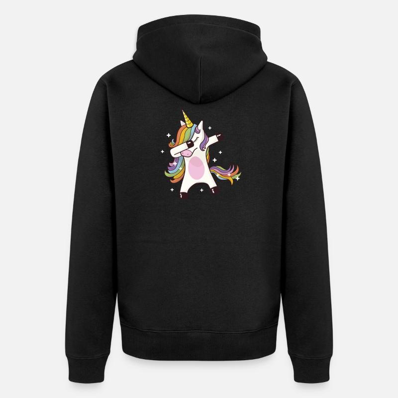 Tanzendes Einhorn Süßes Geschenk Für Mädchen - Unisex Premium Bio Zip Hoodie - Schwarz