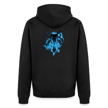 geiler Wolf - Unisex Premium Bio Zip Hoodie - Schwarz - Hinten - Nico (187cm)