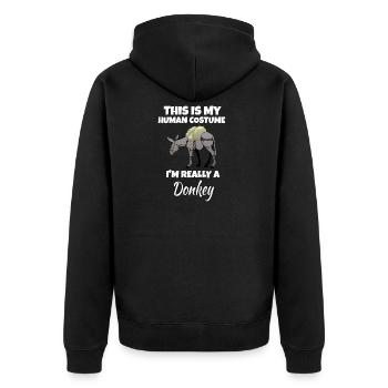 Donkey - Unisex Premium Organic Zip Hoodie - black - Back - Nico (187cm)