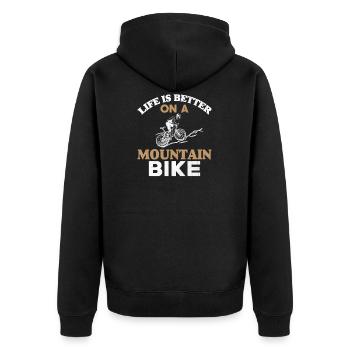 Life is better on a mountain bike - Unisex Premium Organic Zip Hoodie - black - Back - Nico (187cm)