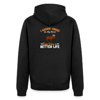 Elch - Unisex Premium Bio Zip Hoodie - Schwarz - Hinten - Nico (187cm)