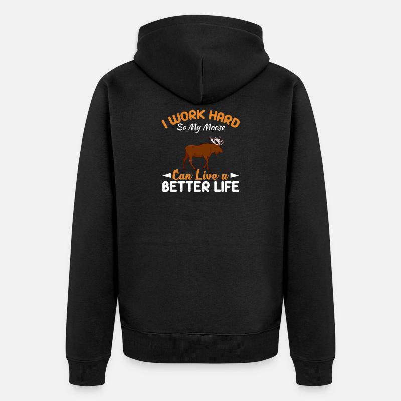 Elch - Unisex Premium Bio Zip Hoodie - Schwarz