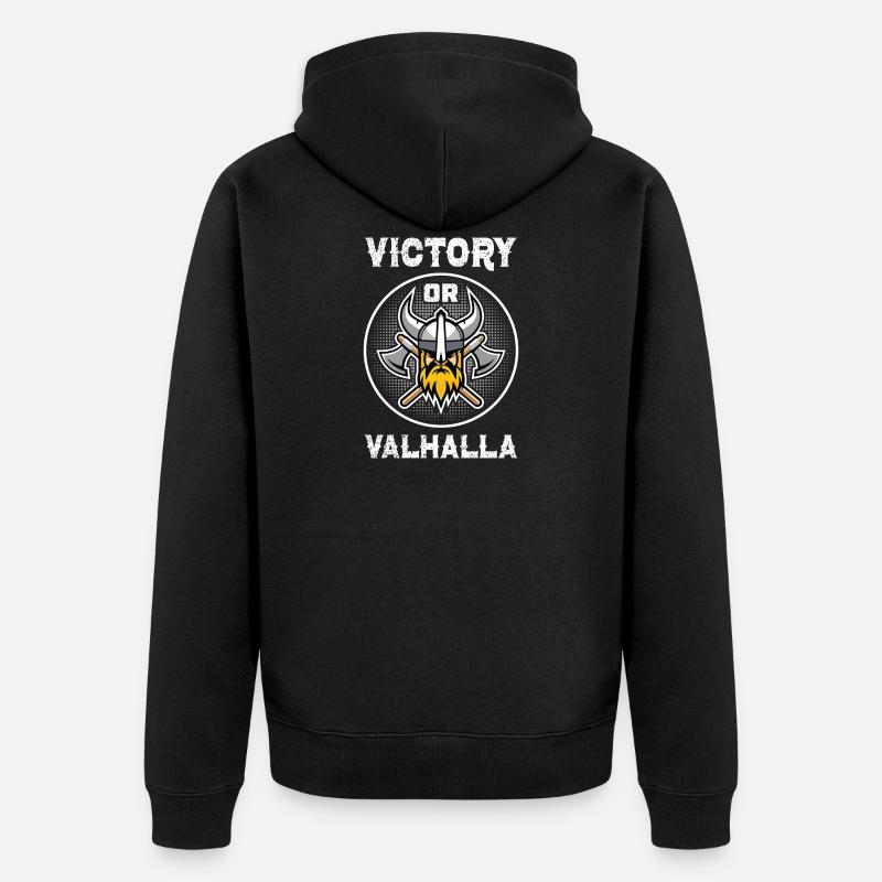 Victory Or Valhalla - Unisex Premium Bio Zip Hoodie - Schwarz
