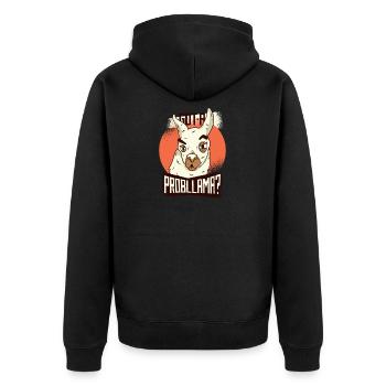 Lama Peru alpaca - Unisex Premium Organic Zip Hoodie - black - Back - Nico (187cm)