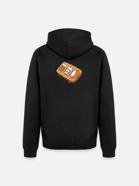 Sushi Sleeping Sushi Japan Funny Gift - Ekologiczna rozpinana bluza z kapturem Premium unisex - czarny
