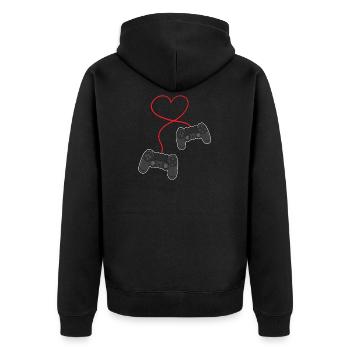Gamer Gaming Controller Heart Valentines Day Gift - Unisex Premium Organic Zip Hoodie - black - Back - Nico (187cm)