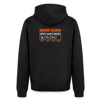 Mein Hund Hört Hundeschule Hundeerziehung Geschenk - Unisex Premium Bio Zip Hoodie - Schwarz - Hinten - Nico (187cm)