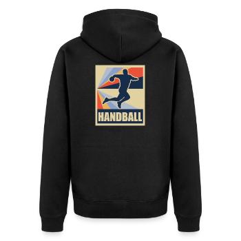 Handball ball sport retro cadeau - Veste à capuche bio Premium Unisexe - noir - Dos - Nico (187cm)