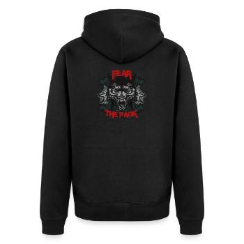 Angst vor dem Rudel - Unisex Premium Bio Zip Hoodie - Schwarz - Hinten - Nico (187cm)