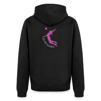Volleyball Damen Live Love Volleyball - Unisex Premium Bio Zip Hoodie - Schwarz - Hinten - Nico (187cm)