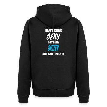 Ski skiing - Unisex Premium Organic Zip Hoodie - black - Back - Nico (187cm)