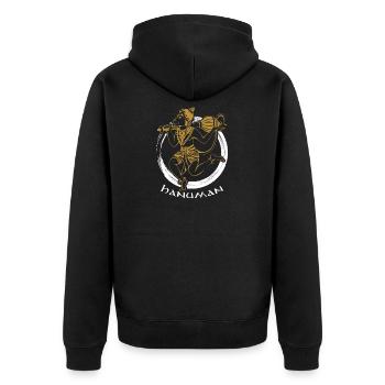Lord Hanuman Design | Hinduism Gift for Believers - Unisex Premium Organic Zip Hoodie - black - Back - Nico (187cm)