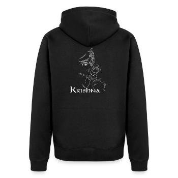 Lord Krishna Design | Hinduismus-Geschenk für Gläubige - Unisex Premium Bio Zip Hoodie - Schwarz - Hinten - Nico (187cm)