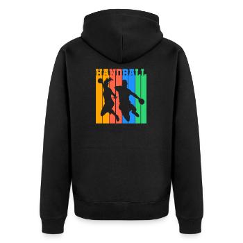 Handball Throw Jump Retro Gift - Unisex Premium Organic Zip Hoodie - black - Back - Nico (187cm)