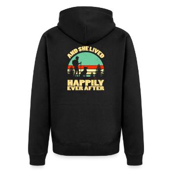 Wife wanders gift Idea She lived happier - Unisex Premium Organic Zip Hoodie - black - Back - Nico (187cm)