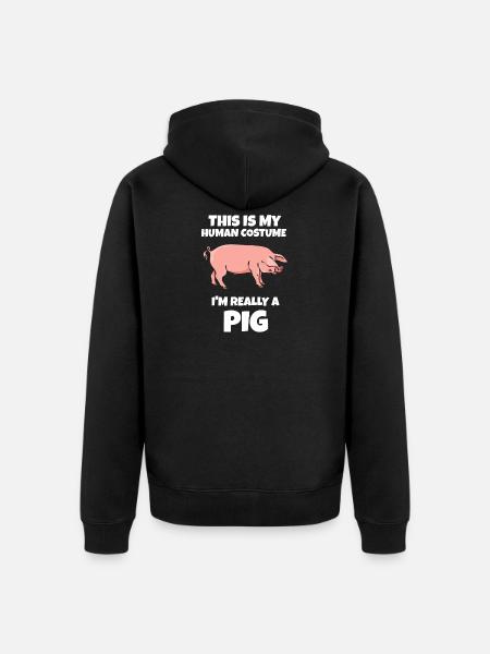 pig - Unisex Premium Organic Zip Hoodie - black