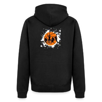 Basketball Fan Gift Hobby Ball Sport Game - Unisex Premium Organic Zip Hoodie - black - Back - Nico (187cm)