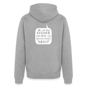 Serveur Gastronomie gastrotã ique drôle cadeau - Veste à capuche bio Premium Unisexe - gris chiné - Dos - Nico (187cm)