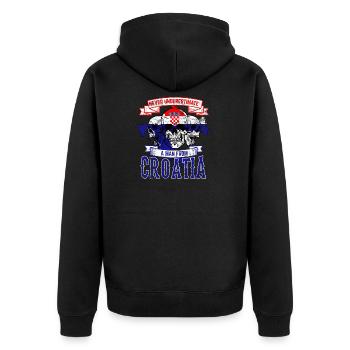 kroatien - Unisex Premium Bio Zip Hoodie - Schwarz - Hinten - Nico (187cm)