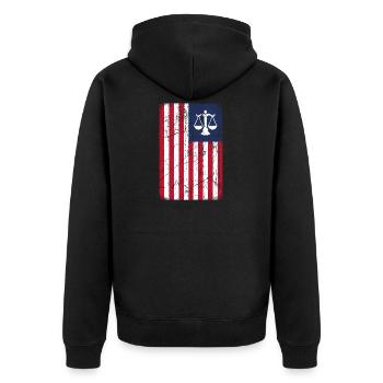 anwalt justiz justice usa amerika flagge stolz hei - Unisex Premium Bio Zip Hoodie - Schwarz - Hinten - Nico (187cm)