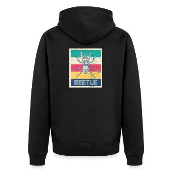 Retro stag beetle "Beetle" - Unisex Premium Organic Zip Hoodie - black - Back - Nico (187cm)