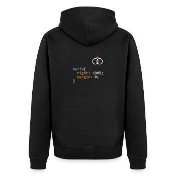 CSS #wife right 100 - Unisex Premium Organic Zip Hoodie - black - Back - Nico (187cm)