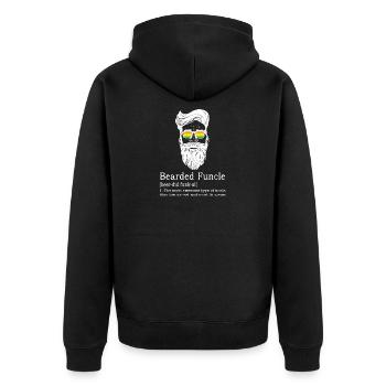Bearded Funcle - Unisex Premium Organic Zip Hoodie - black - Back - Nico (187cm)