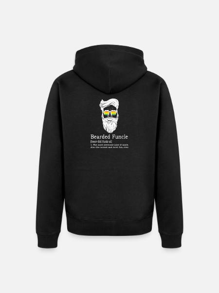 Bearded Funcle - Unisex Premium Organic Zip Hoodie - black