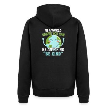 Weltfrieden Frieden Friedensbewegung Geschenk - Unisex Premium Bio Zip Hoodie - Schwarz - Hinten - Nico (187cm)