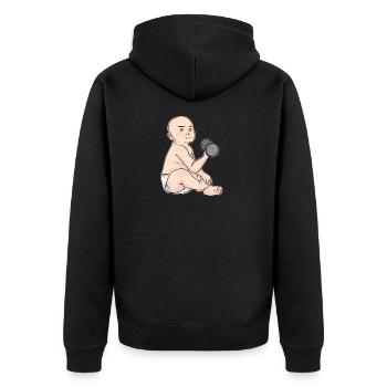 fitness gym workout baby training - Unisex Premium Bio Zip Hoodie - Schwarz - Hinten - Nico (187cm)