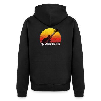 MANDOLINE GITARRE SONNENUNTERGANG GESCHENK - Unisex Premium Bio Zip Hoodie - Schwarz - Hinten - Nico (187cm)