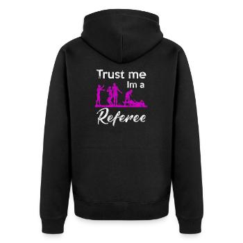 Schiedsrichter - Unisex Premium Bio Zip Hoodie - Schwarz - Hinten - Nico (187cm)