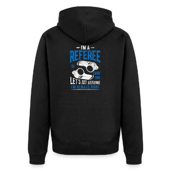 Schiedsrichter - Unisex Premium Bio Zip Hoodie - Schwarz - Hinten - Nico (187cm)