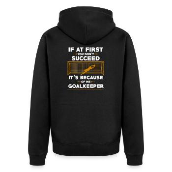 Torwart - Unisex Premium Bio Zip Hoodie - Schwarz - Hinten - Nico (187cm)