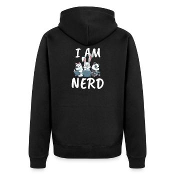 Nerd Read Video Game Internet Rabbit Cat Panda - Unisex Premium Organic Zip Hoodie - black - Back - Nico (187cm)
