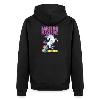 Farting Makes Me Colorful Licorne Idée de cadeau - Veste à capuche bio Premium Unisexe - noir - Dos - Nico (187cm)