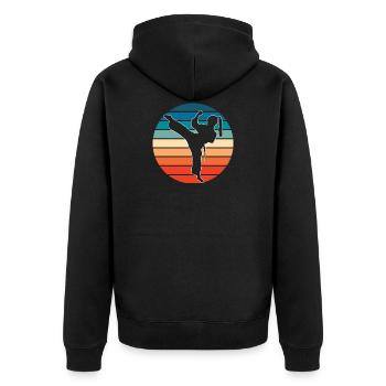 Taekwondo Damen - Unisex Premium Bio Zip Hoodie - Schwarz - Hinten - Nico (187cm)