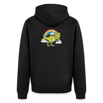 Bullterrier Hund T-Rex Dinosaurier Dino Lustig Ges - Unisex Premium Bio Zip Hoodie - Schwarz - Hinten - Nico (187cm)