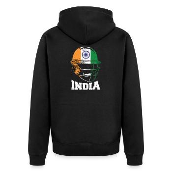 Indien Cricket Kit: 2019 Indian International - Unisex Premium Bio Zip Hoodie - Schwarz - Hinten - Nico (187cm)