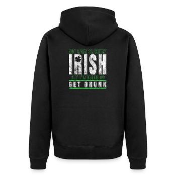 Irisches Glückskleeblatt - Unisex Premium Bio Zip Hoodie - Schwarz - Hinten - Nico (187cm)