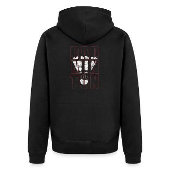 badminton - Unisex Premium Organic Zip Hoodie - black - Back - Nico (187cm)