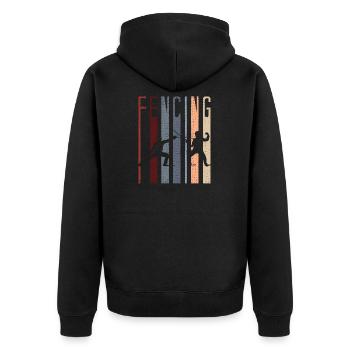 Fechten - Unisex Premium Bio Zip Hoodie - Schwarz - Hinten - Nico (187cm)