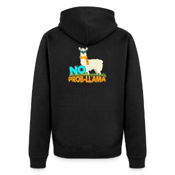 No Prob-Llama Llama Lama Alpaca Camel Gift - Unisex Premium Organic Zip Hoodie - black - Back - Nico (187cm)