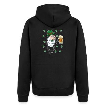 St. Patricks Day Leprechaun Schaf Schäfer Hirte - Unisex Premium Bio Zip Hoodie - Schwarz - Hinten - Nico (187cm)