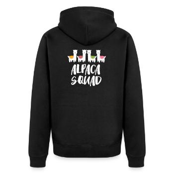 alpaka - Unisex Premium Bio Zip Hoodie - Schwarz - Hinten - Nico (187cm)
