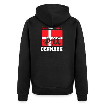 Handball Dänemark Denmark WM Geschenk - Unisex Premium Bio Zip Hoodie - Schwarz - Hinten - Nico (187cm)