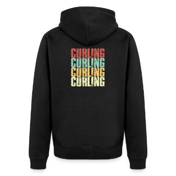 Curling Eisstockschießen Vintage - Unisex Premium Bio Zip Hoodie - Schwarz - Hinten - Nico (187cm)
