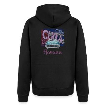 Havana Cuba Souvenir Geschenk T-Shirt - Unisex Premium Bio Zip Hoodie - Schwarz - Hinten - Nico (187cm)