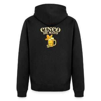 Cinco de Mayo T-Shirt mit Bierdesign und - Unisex Premium Bio Zip Hoodie - Schwarz - Hinten - Nico (187cm)