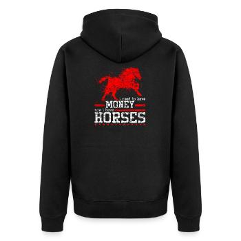 Horse money money horse ride pony gift funny - Unisex Premium Organic Zip Hoodie - black - Back - Nico (187cm)